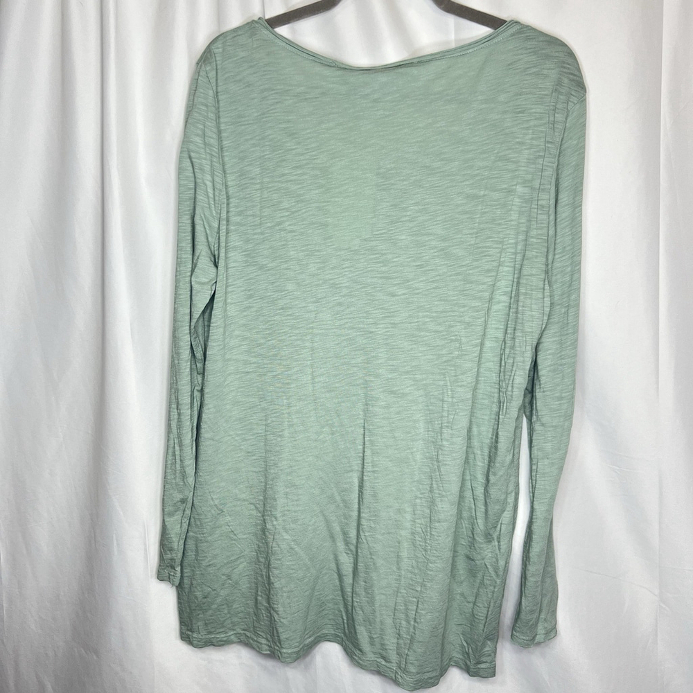 Soft Surroundings Women’s Henley Top Long-Sleeve T-Shirt XL Green Lightweight - Picture 4 of 10